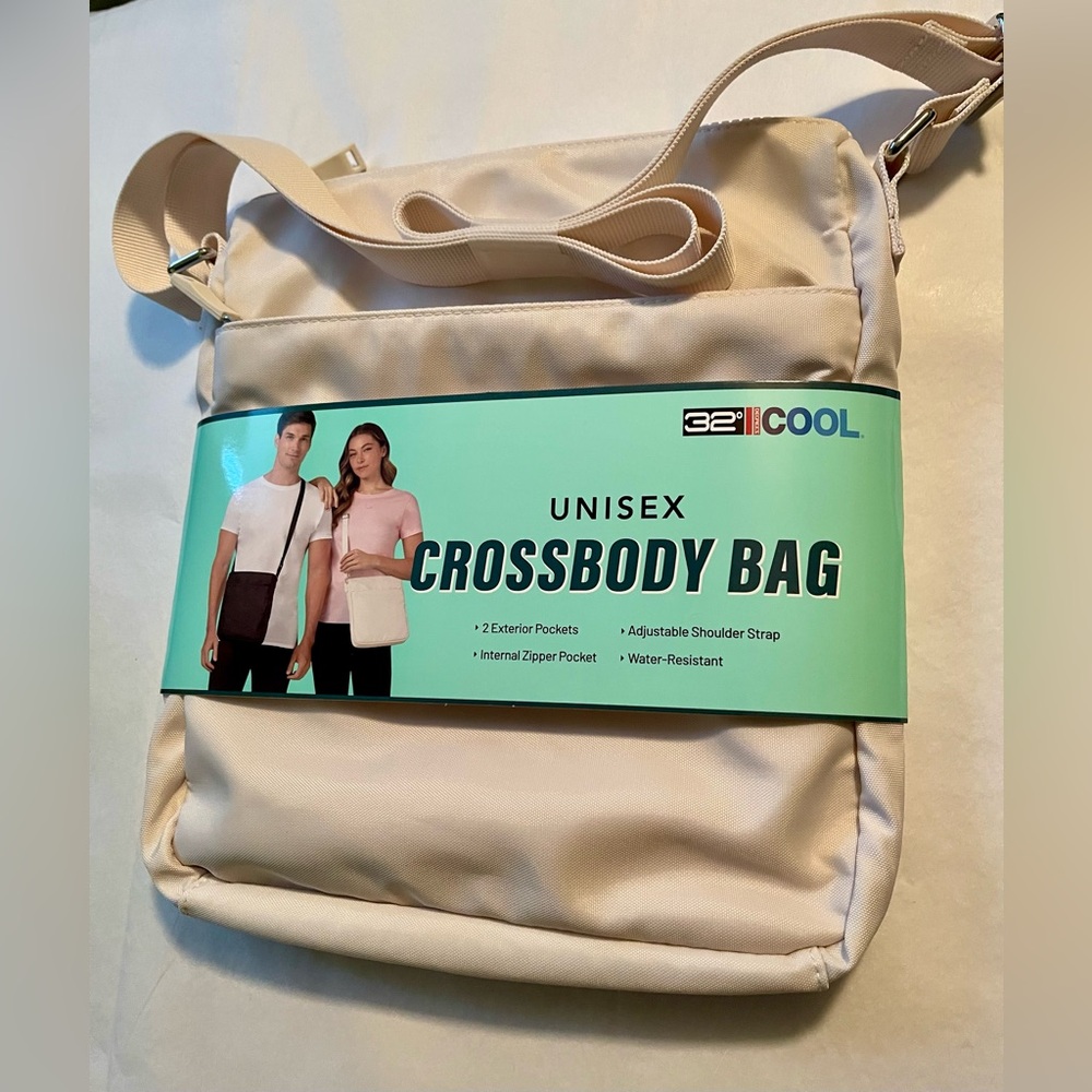New! 32 Degrees Unisex COOL Cream Crossbody Bag Water Resistant